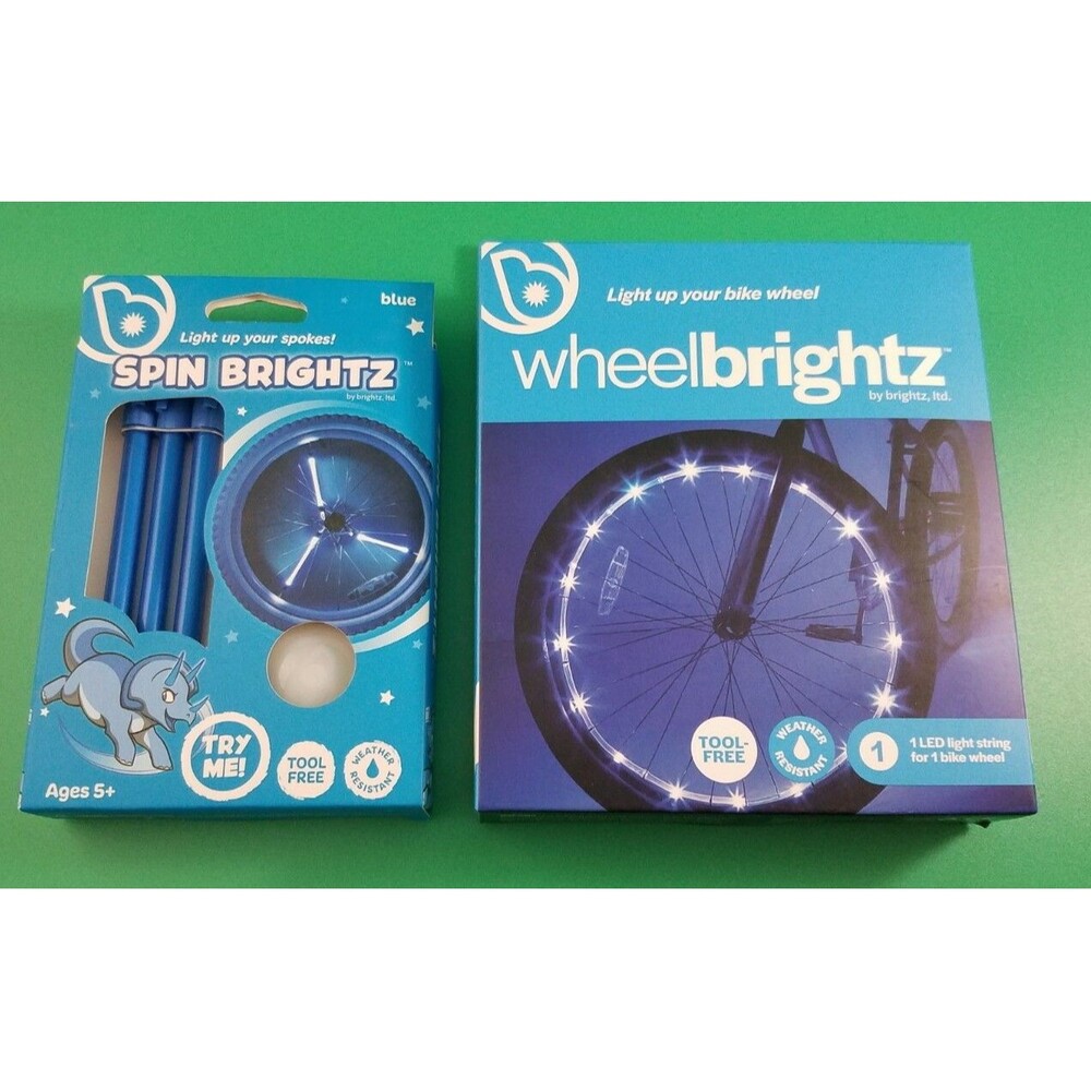 Bicycle LED Brightz Blue 1x Wheelbrightz & 1x Spin Brightz NIP -decorate 1 Wheel